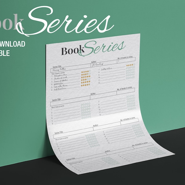 Book Series Tracker List Printable Digital, Reading List, Book Tracker List, Book List, Printable Reading List, Digital Reading Tracker List