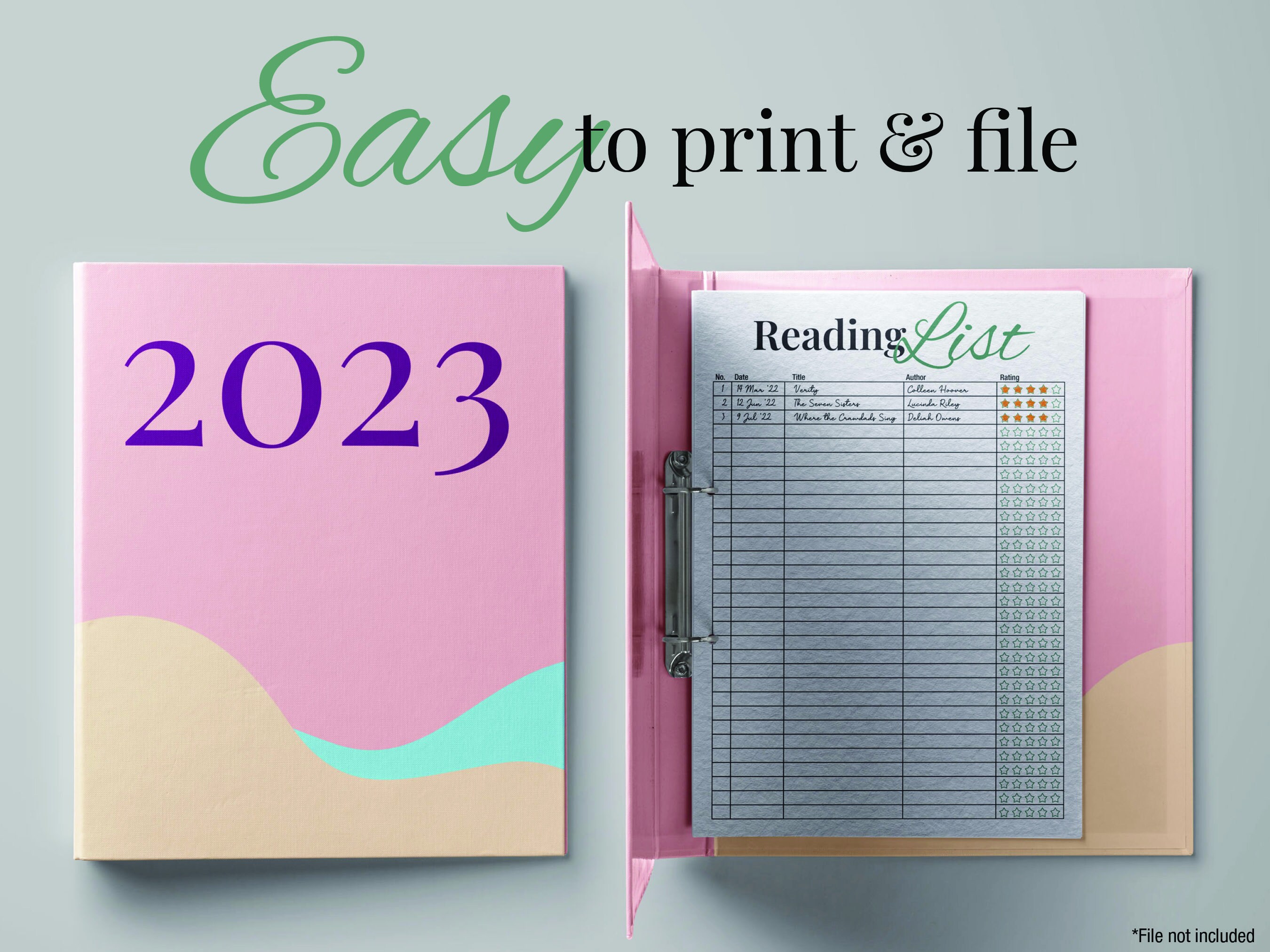 Reading Tracker List Printable Digital, Reading List, Book Tracker List