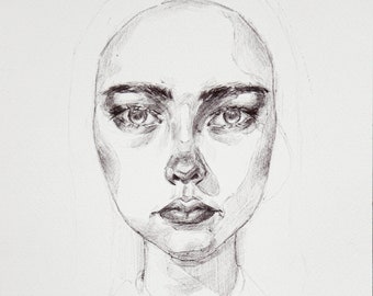 Original Pen Illustration #34, Female Portrait