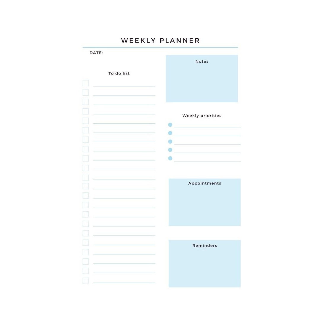 Printable Weekly &amp; Daily Planner, Instant Download, Daily to Do List ...