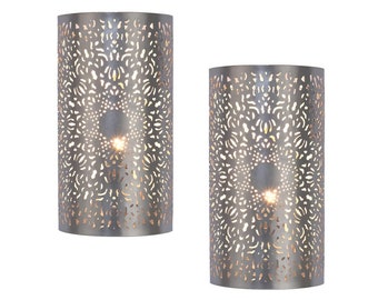 Set di 2 lampade da parete orientali Marrakesh in metallo | Lampada da parete Yassan argento come decorazione murale Decorazione murale | illuminazione