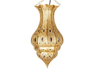 Lampe à suspension orientale Djamir Or | Suspension marocaine | Lampe pour le salon, la cuisine ou suspendue au dessus de la table à manger