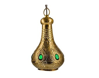 Indische Messing Lampe Akif Gold 30cm | Handgefertigte Orientalische Design Hängeleuchte | Orient Lampen für Wohnzimmer oder Schlafzimmer