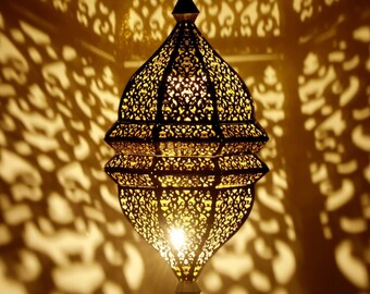 Suspension orientale Riri Gris | Lampe suspendue design marocaine | Luminaire dans le salon, la cuisine ou suspendu au-dessus de la table à manger