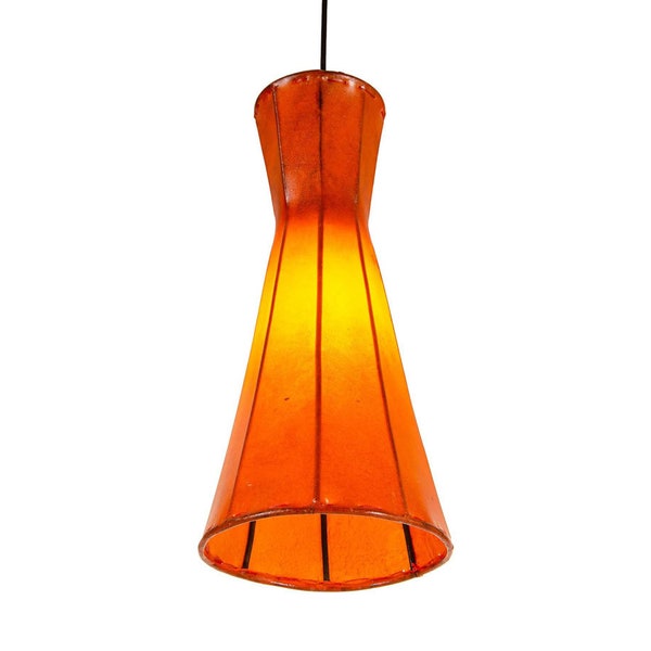 Lampe Arabe Suspension Jinjin Orange | Lampe en cuir marocain Lampe au henné | Luminaire pour le salon, la cuisine ou suspendu au-dessus de la table à manger