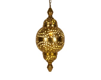 Lámpara oriental colgante Fahda Oro | Lámpara colgante marroquí | Lámpara para salón, cocina o colgada encima de la mesa del comedor.