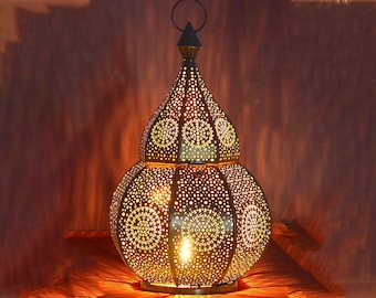 Lanterne orientale en métal Anaram Gris 32 cm | Lanterne de jardin lanterne marocaine | Lanterne de table marocaine comme lanterne de jardin