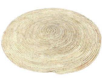 Marrakesch Runder Teppich 120cm handgeknüpft aus Palmenblatt | Teppiche Pampa rund als Boho Wanddeko