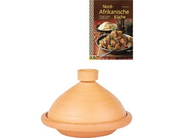 Tajine per cucinare + ricettario|Tuareg non smaltato 31 cm|3-5 persone | Include il libro Cucina nordafricana | fatto a mano dal Marocco