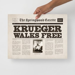 Freddy Krueger / A Nightmare on Elm Street Mock Up Newspaper Poster 30 x 40cm on high quality matte paper