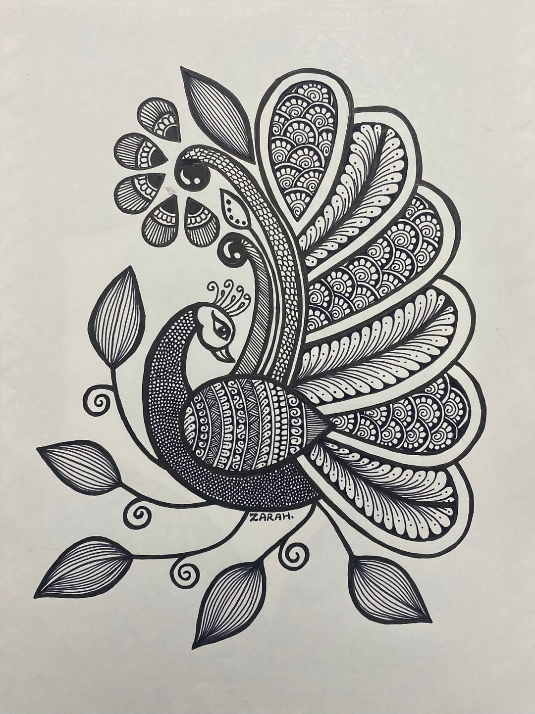 Ready To Hang A4 Size Peacock Mandala Art Drawing Used For Wall Decor Ready To Hang A4 Size Peacock Mandala Art Drawing Used For Wall Decor