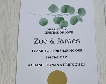 Eucalyptus scratch card wedding favours