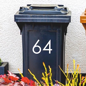 Custom Bin Number Stickers | Waterproof Vinyl Wheelie Bin Stickers | Set of 2, 3 or 4