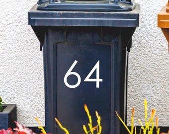 Personalised Wheelie Bin Stickers | Modern Bin Numbers | Waterproof Vinyl Decal Multipack