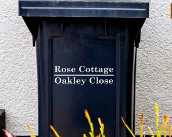 Custom Wheelie Bin Stickers | House Name Bin Sticker in Traditional Font | Waterproof Vinyl Decal