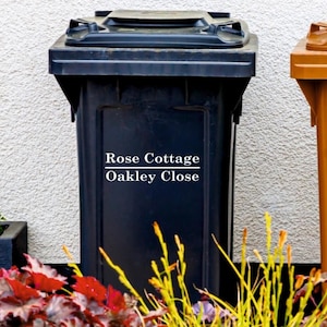 Custom Wheelie Bin Stickers | Traditional Font House Name Stickers | Waterproof Vinyl Decals | Set of 2, 3 or 4