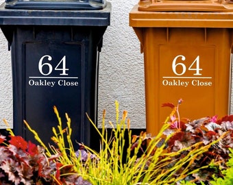 Custom Wheelie Bin Stickers | House Number & Address | Traditional Font Vinyl Decal | Multipacks Available