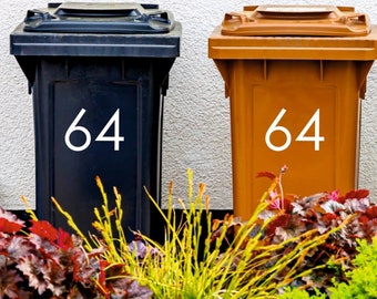 Custom Wheelie Bin Stickers | Bin Number Stickers | Waterproof Vinyl Stickers | Set of 2, 3 or 4