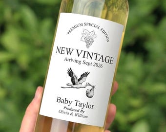 Personalised Pregnancy Announcement Wine Label | Wine Bottle Baby Reveal Labels | Waterproof Champagne Sticker