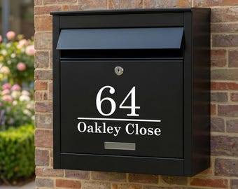 Personalised Postbox Stickers | House Number & Address Post Box Sign | Waterproof Mailbox Decals | Traditional Font