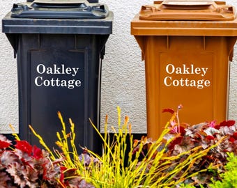 Custom Wheelie Bin Stickers | House Name Bin Sticker | Waterproof Vinyl Decal | Multipacks of 2-4
