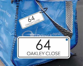 Custom Recycling Bin Tag | Bin Number & Address | Plastic Waterproof Bin Label | Complete With Cable Tie