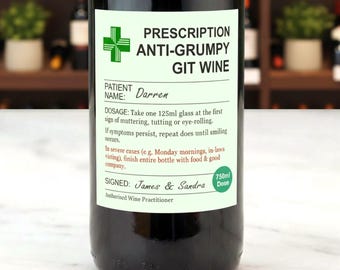 Personalised Prescription Wine Label | Novelty Funny Gifts For Men | Rude Joke Prescriptions Prosecco Label