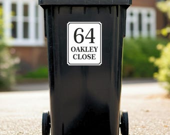 Custom Wheelie Bin Stickers | House Number & Street Name Labels | Waterproof Vinyl Bin Numbers