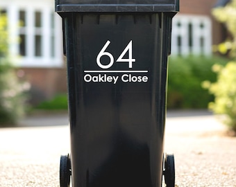 Personalised Wheelie Bin Stickers | House Number & Address Vinyl Decal | Waterproof Bin Numbers Labels