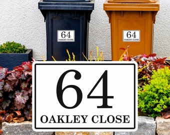 Wheelie Bin Stickers | Traditional Font House Number Stickers | Waterproof Bin Numbers | Set of 2, 3 or 4