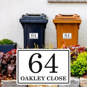 Wheelie Bin Stickers | Traditional Font House Number Stickers | Waterproof Bin Numbers | Set of 2, 3 or 4