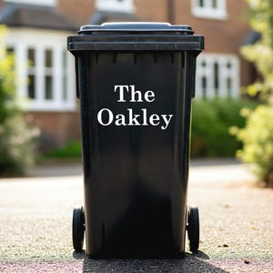 Custom Wheelie Bin Stickers | House Name Bin Sticker | Traditional Font Waterproof Vinyl Bin Label Decal | Set of 2, 3 or 4