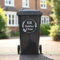 Custom Wheelie Bin Stickers | House Number & Address Floral Wreath | Waterproof Vinyl Decal Bin Numbers