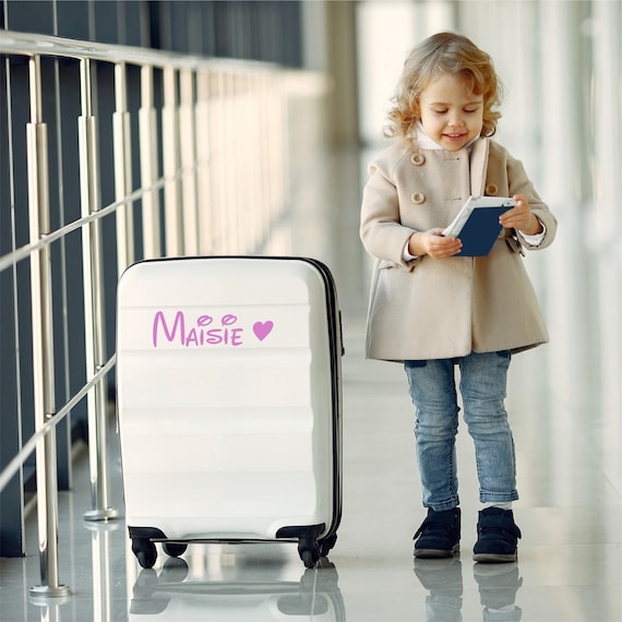 Personalised Suitcase Stickers | Luggage Sticker Name With Heart | Multipack of 2, 3, or 4