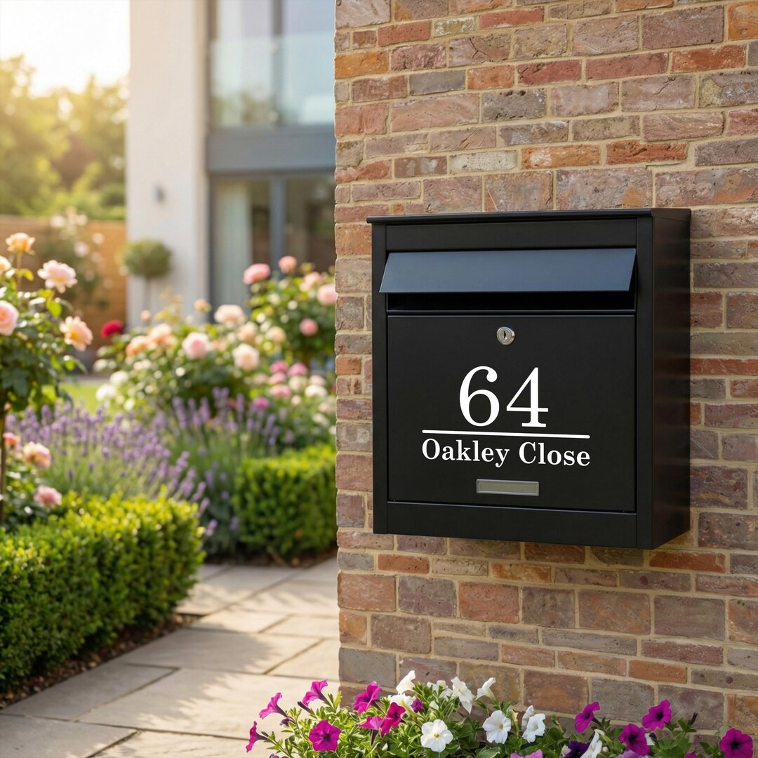 Personalised Postbox Stickers | House Number & Address Post Box Sign ...
