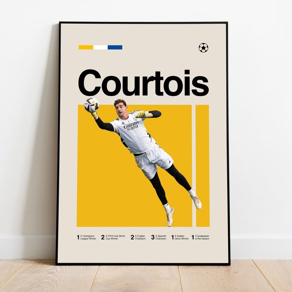 Thibaut Courtois Poster - Perfect for Fans! • La Liga Real Madrid, Minimalist, Mid Century Modern, Bedroom, Office wall art, Footballer gift