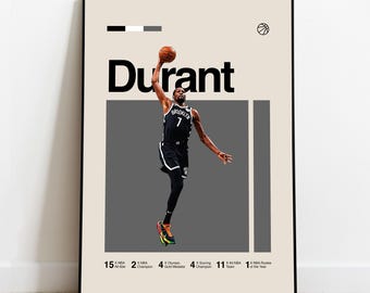 Kevin Durant Poster - Minimalist Mid century Modern Basketball Wall Art Print for Fans! DIGITAL DOWNLOAD