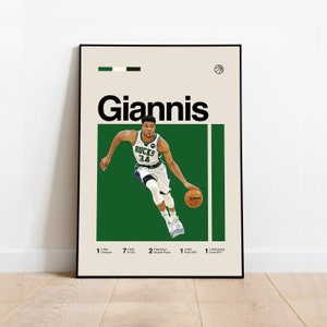 Giannis Antetokounmpo Poster • Klassische Giannis Kunst für Fans, Mid-Century Modern, Minimalistisch, Büro Wandkunst, Schlafzimmer Dekor DIGITAL DOWNLOAD