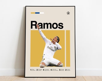 Sergio Ramos Poster- Perfect for Fans! - Real Madrid, Spain Football, Minimalist, Mid Century Modern, Office, Bedroom art, DIGITAL DOWNLOAD