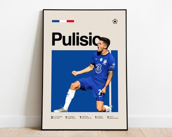 Christian Pulisic Poster - Minimalist Mid century Modern Football Art for Fans! DIGITAL DOWNLOAD