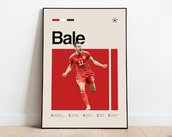 Póster de Gareth Bale: ¡Impresión minimalista de fútbol de mediados de siglo para aficionados! DESCARGA DIGITAL