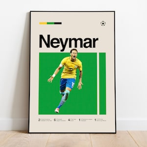 Neymar - Football Superstar Poster, Brazil Football, Soccer Print Art, Mid Century Modern, Bedroom Wall Art, Office Decor, DIGITAL DOWNLOAD