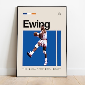 Patrick Ewing Poster - Minimalist Mid century Modern Basketball Wall Art Print for Fans! DIGITAL DOWNLOAD