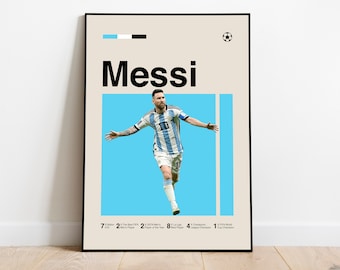 Lionel Messi Poster - Minimalist Mid century Modern Football Wall Art Print for Fans! DIGITAL DOWNLOAD