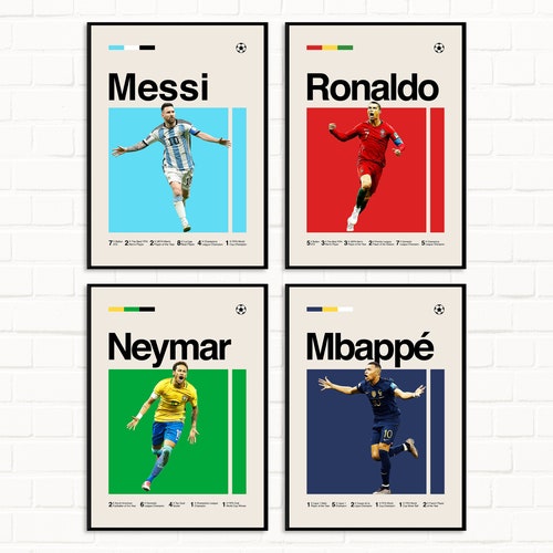 Soccer Legends Poster Messi Ronaldo Mbappé Neymar Print Etsy