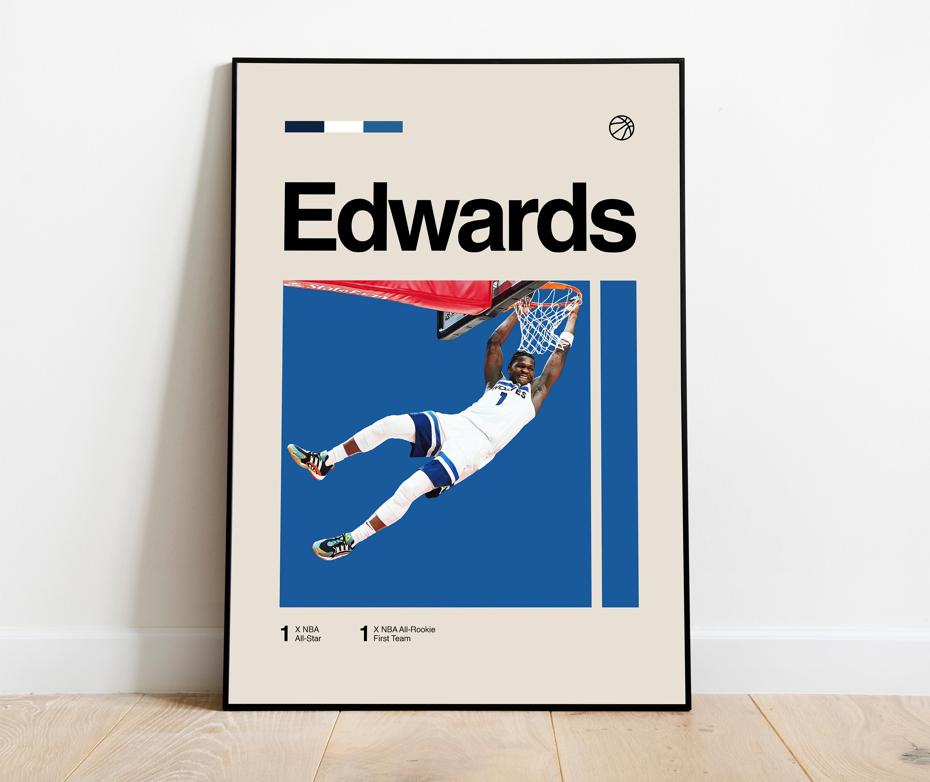 OKSEAS Anthony Edwards Poster Basketball Cool Cover Canvas Wall Art Poster  Decorative Bedroom Modern Home Print Picture Artworks Posters
