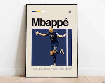 Kylian Mbappe Poster - Minimalistischer Mid Century Modern Football Kunst für Fans! DIGITALER DOWNLOAD