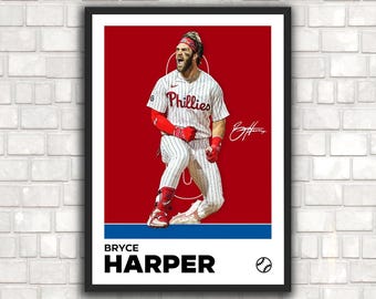 Bryce Harper-poster: minimalistische honkbalkunstdruk voor fans! DIGITALE DOWNLOAD