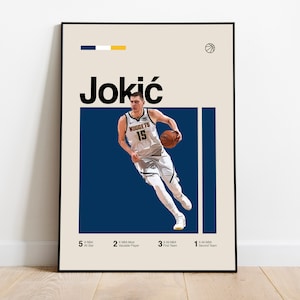 Nikola Jokic Poster • Classic Jokic Art for Fans, Mid-Century Modern, Minimalist, Basketball Bedroom Decor, Office Wall Art DIGITAL DOWNLOAD