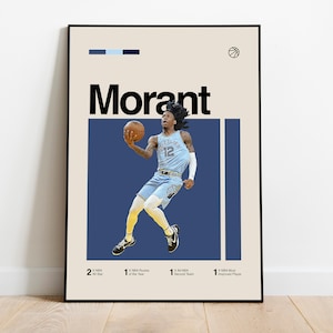 Ja Morant Poster • Classic Morant Art for Fans, Mid-Century Modern, Minimalist, Basketball Bedroom Decor, Office Wall Art, DIGITAL DOWNLOAD
